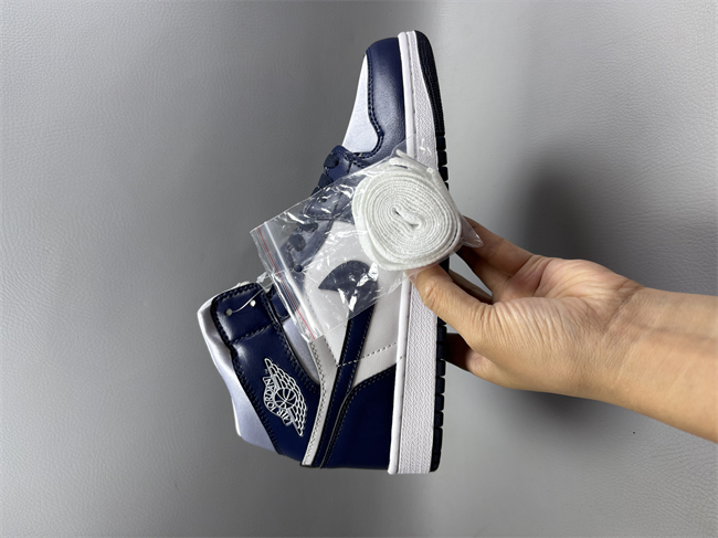 Women Running Weapon Air Jordan 1 Navy/White Shoes 543